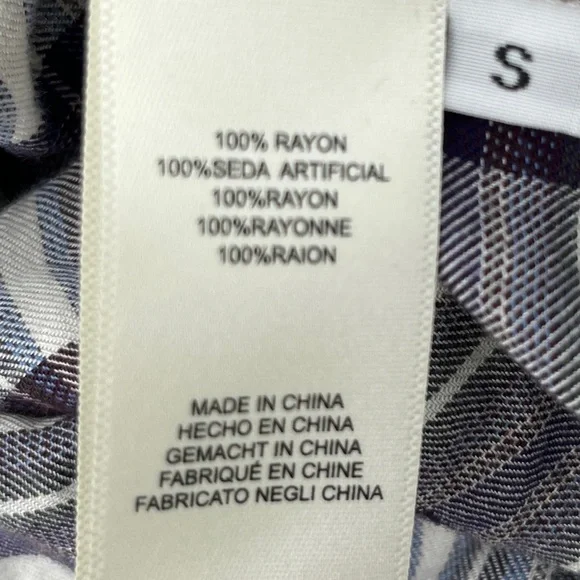 Anthropologie Cloth & Stone  Glacier Plaid Blouse - Size Small - Picture 9 of 10